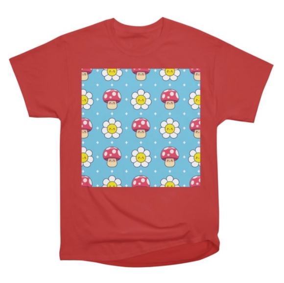 jessica jecker designs Other - Boxy Red Happy Daisy Mushroom Print T Shirt - CUSTOM Made